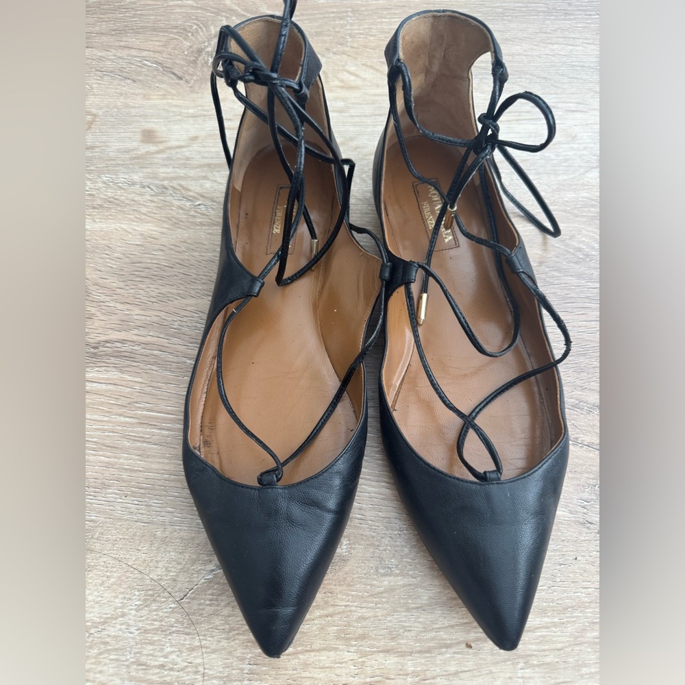 Aquazzara Elegant Black Lace-Up Women's Shoes 37